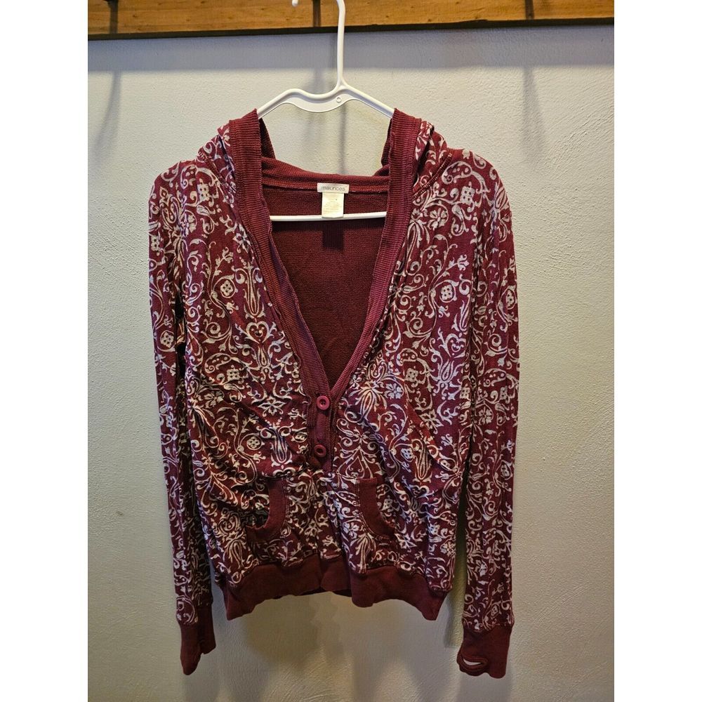 Maurices‎ Burgundy Pull Over Sweater w/ 3/4 Open Neck Line